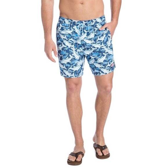 Vineyard Vines School Of Tuna Chappy Trunks Mesh Swim Shorts Size Large - Picture 1 of 12